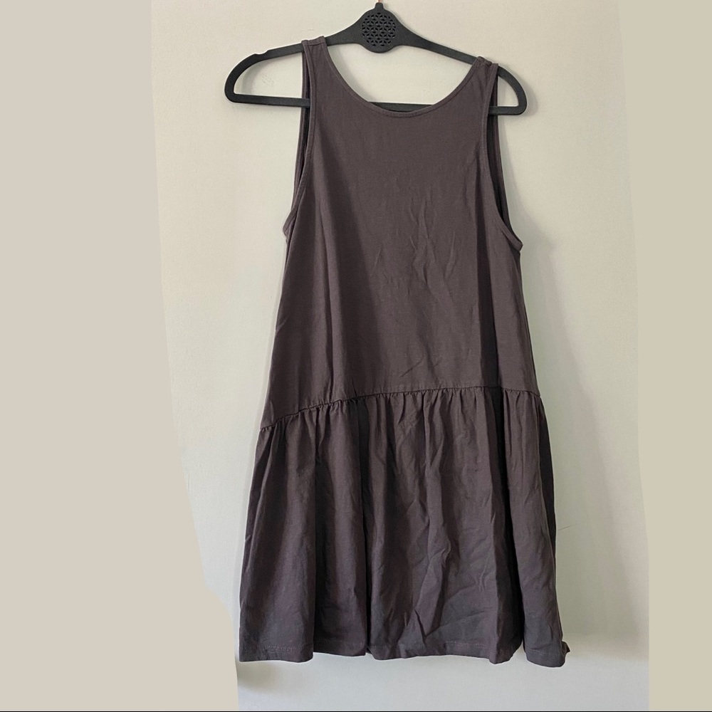 ASOS DESIGN sleeveless v back smock slate grey dress